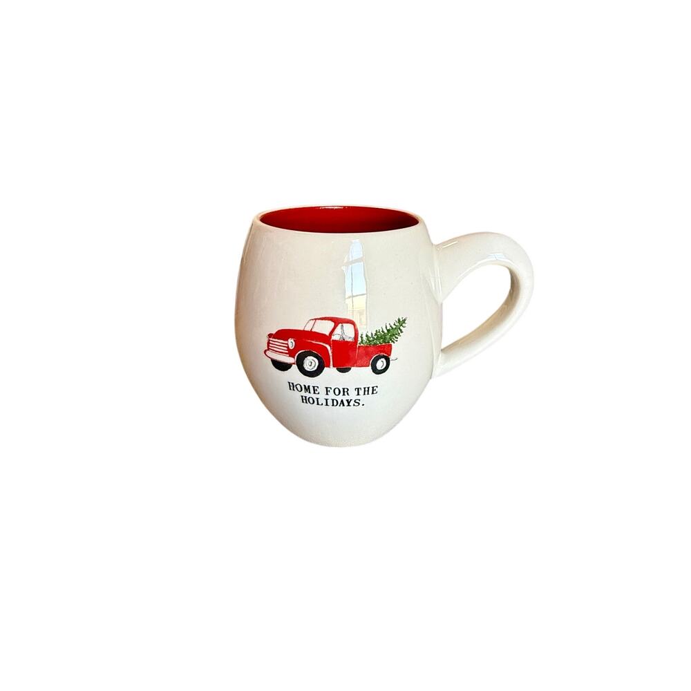 Rae Dunn Home For The Holidays Red Truck Ceramic Mug  Christmas Farmhouse Decor